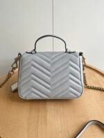 Gucci Gg Marmont Matelassé Chevron Leather Mini Top Handle Bag Light Grey 21Cm 547260 Aabzc 1712 - Image 5