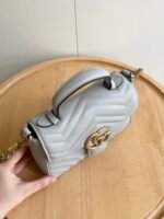 Gucci Gg Marmont Matelassé Chevron Leather Mini Top Handle Bag Light Grey 21Cm 547260 Aabzc 1712 - Image 9
