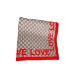Gucci Women’S Natural Gg Love Silk Scarf Red