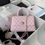 [Super Vip 1:1] Chanel Small Coco Handle Bag Gold Light Pink 23Cm - Image 2