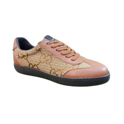 Gucci Gg Canvas And Leather Low Top Sneaker Brown