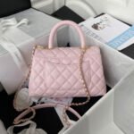 [Super Vip 1:1] Chanel Small Coco Handle Bag Gold Light Pink 23Cm - Image 3