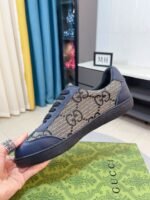 Gucci Gg Canvas And Leather Low Top Sneaker Blue - Image 6