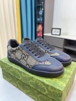 Gucci Gg Canvas And Leather Low Top Sneaker Blue - Image 7