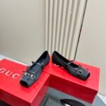 Gucci Women’s Horsebit Ballet Flat Satin Black - Image 2