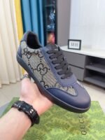 Gucci Gg Canvas And Leather Low Top Sneaker Blue - Image 8