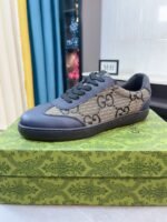 Gucci Gg Canvas And Leather Low Top Sneaker Blue - Image 9