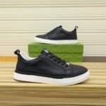 Gucci Men’S Platform Sneaker Leather Black And Black Edge - Image 2