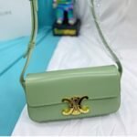 Celine Triomphe Shoulder Bag In Shiny Calfskin Green 20Cm 194143Bf4 31La - Image 2