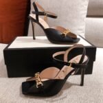 Gucci Ankle Buckle Strap Sylvie Chain Sandals In Black - Image 3