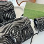 Gucci Gg Marmont Patent Super Mini Bag Black Patent 17Cm 476433 Aacde 1000 - Image 4