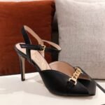 Gucci Ankle Buckle Strap Sylvie Chain Sandals In Black - Image 5