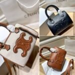 Celine Small Triomphe Leather Boston Bag In Smooth Calfskin Black 19Cm 113773Du3 38No - Image 3