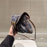 Celine Macadam Denim Leather Shoulder Bag Gold Hardware Blue 27Cm - Image 4