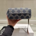 Celine Macadam Vintage Denim Shoulder Bag Blue 19Cm - Image 6
