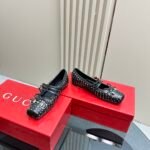 Gucci Women’s Horsebit Ballet Flat Allover Studs Black 814317 Aaeev 1050 - Image 2
