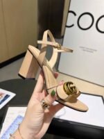 Gucci Leather Mid Heel Sandal Beige - Image 6