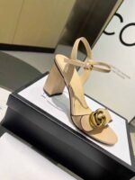 Gucci Leather Mid Heel Sandal Beige - Image 5