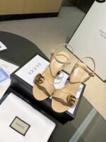 Gucci Leather Mid Heel Sandal Beige - Image 2
