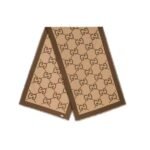 Gucci Maxi Gg Cotton Silk Jacquard Scarf Beige 757147 4Gaf9 9564