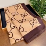 Gucci Maxi Gg Cotton Silk Jacquard Scarf Beige 757147 4Gaf9 9564 - Image 2