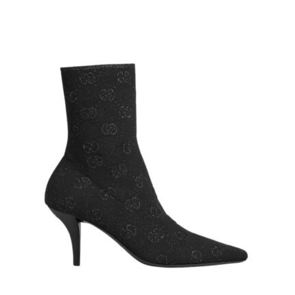Gucci Women’S Gg Knit Ankle Boots Black 718378 Facfm 8720