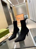 Gucci Women’S Gg Knit Ankle Boots Black 718378 Facfm 8720 - Image 5