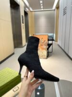 Gucci Women’S Gg Knit Ankle Boots Black 718378 Facfm 8720 - Image 2