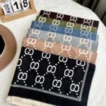 Gucci Gg Jacquard Knitted Scarf Black - Image 3
