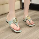 Gucci Women’S Gucci Blondie Thong Canvas Sandal Mint - Image 3