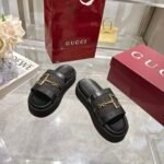 Gucci Women’S Platform Slides With Horsebit Black - Image 4