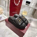 Gucci Women’S Platform Slides With Horsebit Black - Image 2