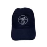 Hermes Logo Canvas Cap Black