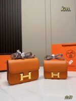 Hermes Constance Mini Epsom Gold Toned Hardware Orange 18Cm - Image 3