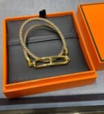 Hermes Roulis Double Tour Bracelet Khaki Gold Hardware - Image 5