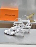 Louis Vuitton Open Toe High Heel Sandals White - Image 6