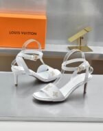 Louis Vuitton Open Toe High Heel Sandals White - Image 4