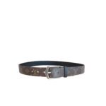 Louis Vuitton Belt Monogram Leather Brown Silver Hardware 35Mm