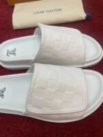 Louis Vuitton Damier Flat Slides White - Image 5