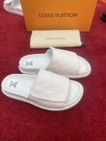 Louis Vuitton Damier Flat Slides White - Image 6