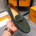 Louis Vuitton Lv Damier Suede Leather Loafers In Dark Green - Image 5