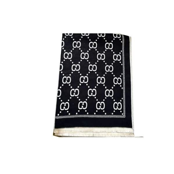 LVS01-44 Gucci Gg Jacquard Knitted Scarf Black - Image 1