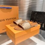 Louis Vuitton Lock It Flat Raffia Mules Brown - Image 6