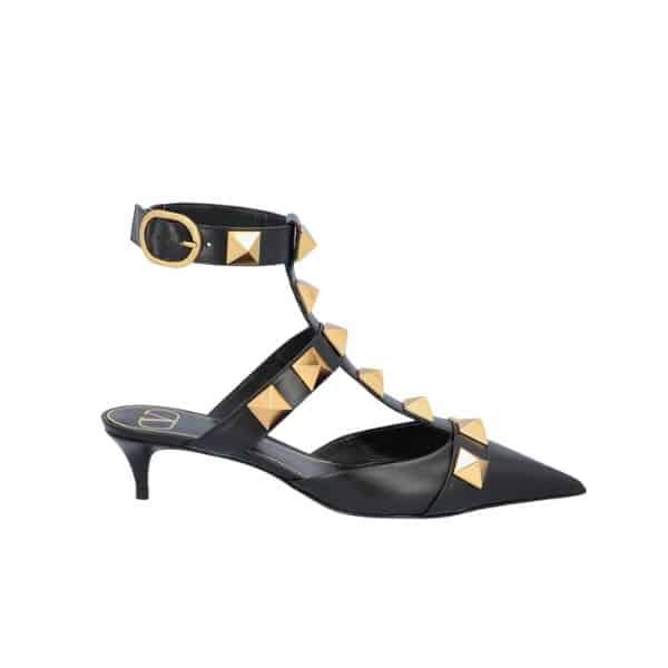 xr:d:DAFvKAz6u5U:592,j:3122525974049928367,t:23101004 Valentino Garavani Roman Stud Kitten Heel Pumps Black - Image 1