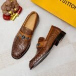 Louis Vuitton Souliers Club Loafers Crocodile Brown - Image 5