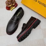 Louis Vuitton Souliers Club Loafers Black Red - Image 6