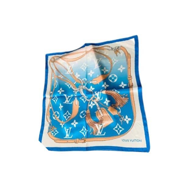 xr:d:DAFjPma0gRM:14,j:47412492634,t:23051808 Louis Vuitton Straps Square Scarf Blue - Image 1