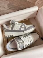 Louis Vuitton Lv Trainer Sneaker Grey White 1A8Kba - Image 2