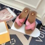 Louis Vuitton Cross Strap Flat Slides Light Pink - Image 3