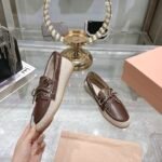Miumiu Canvas And Bleached Leather Boat Shoes Beige 5D376E 3Lqm F0J51 F 005 - Image 6